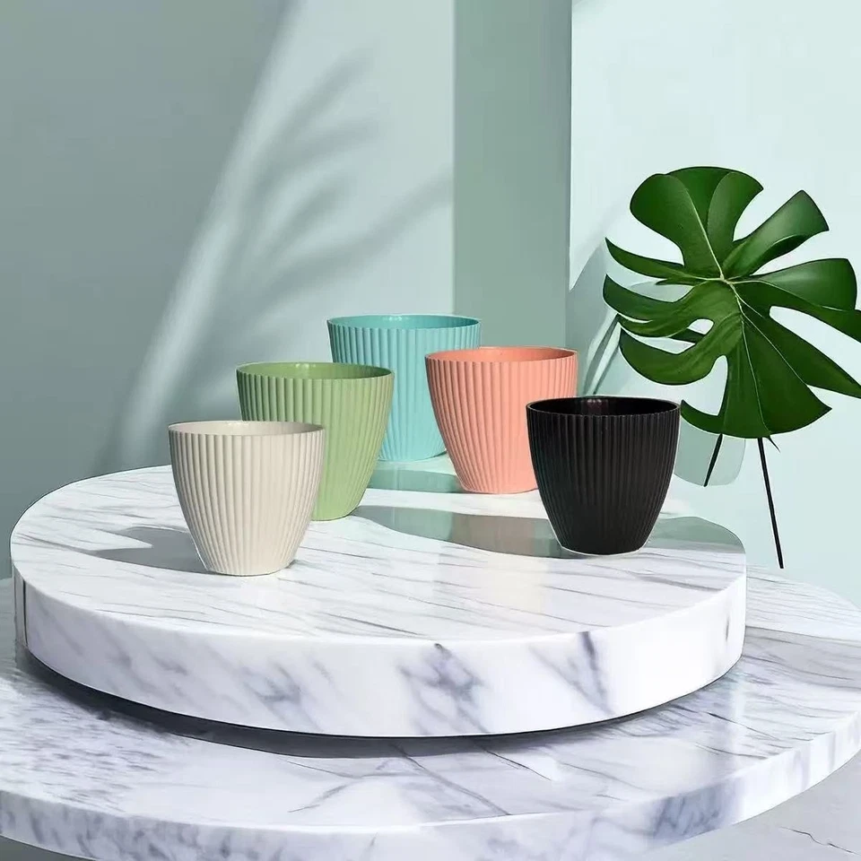 Juego de 5 macetas de plástico para plantas de 7,5 pulgadas interior exterior jardín maceta 5 colores Foto 2 de 4