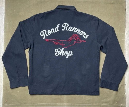 Vintage Backers Road Runners Shop Chain Stitch Work Jacket Black Size M Hot Rod - product listing photo