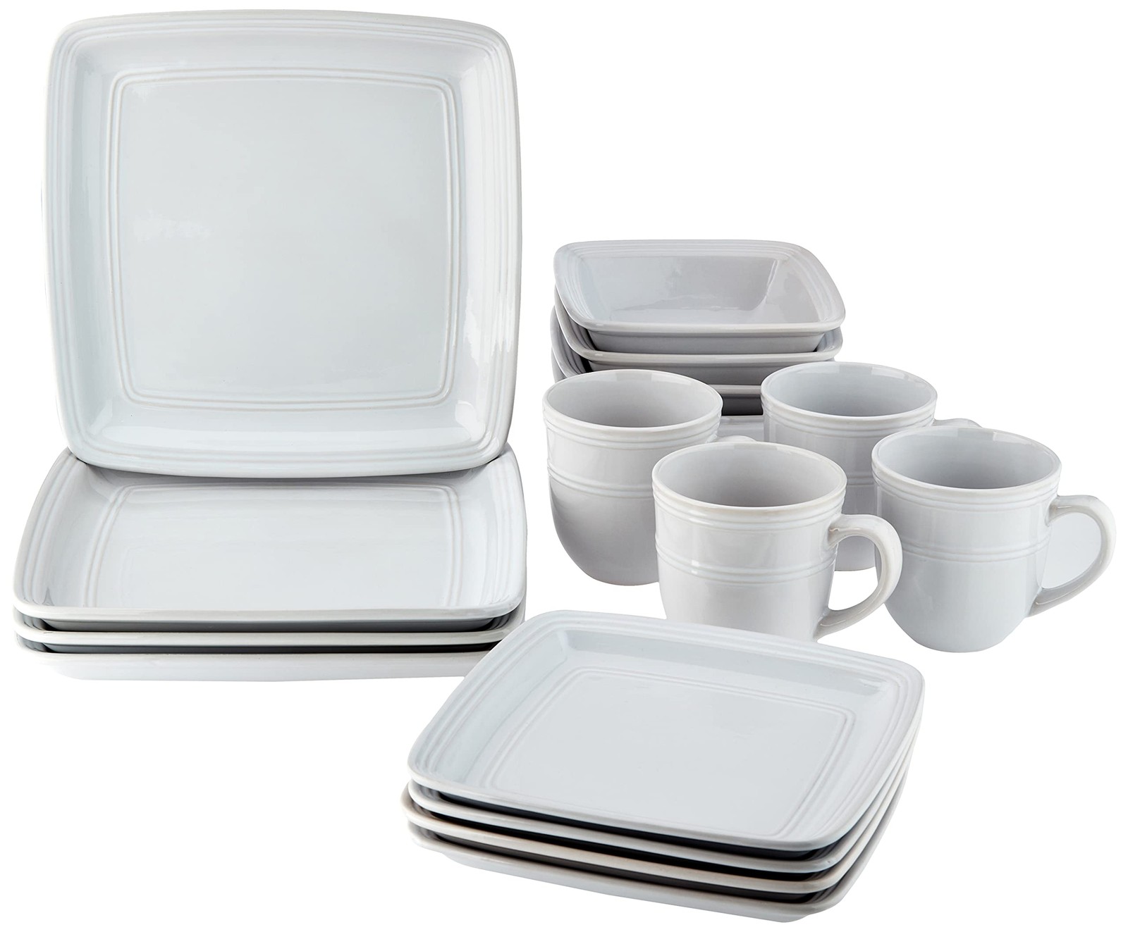 American Atelier Square Dinnerware Sets | White Kitchen Plates, Bowls, and Mugs