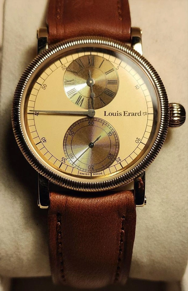 Louis Erard 0896 Hombre Cuerda Manual Redonda Dorado W32mm Con Caja Foto 4 de 4