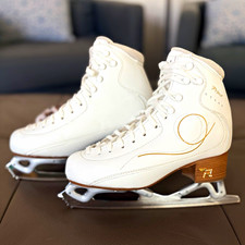 Risport Prime Figure Skates White/Gold Lace w/ Pattern 99 Revolution Blades