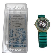 Orologio da Polso Swatch Scuba Mint Drops SDK108 1993 + Custodia