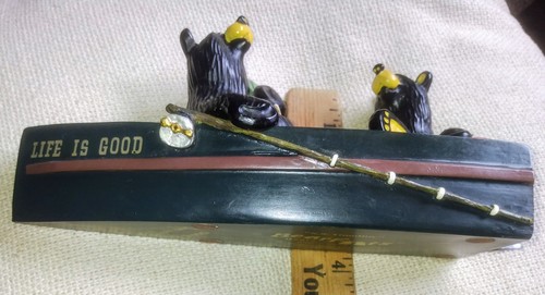 Big Sky Carvers Bearfoots Bear Fishing Boat S.S. Good Life Figurine LIMITED vtg. - Picture 14 of 14