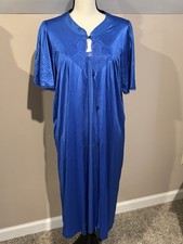 Vintage da Notte Gown  Robe Set Royal Blue Nylon Women  s Size Large Made In USA