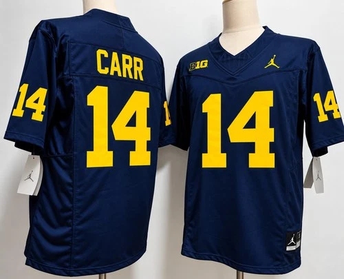 Tommy Carr Michigan Wolverines Navy All Stitched Jersey - product listing photo