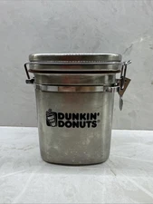 Dunkin Donuts Large Steel Sealing Coffee Canister Kitchen Spice Jar, Good Cond