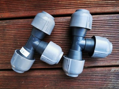 2x Gardena T-Stück Sprinkler-System Quick Verbindung 25 mm Innengewinde 25mm