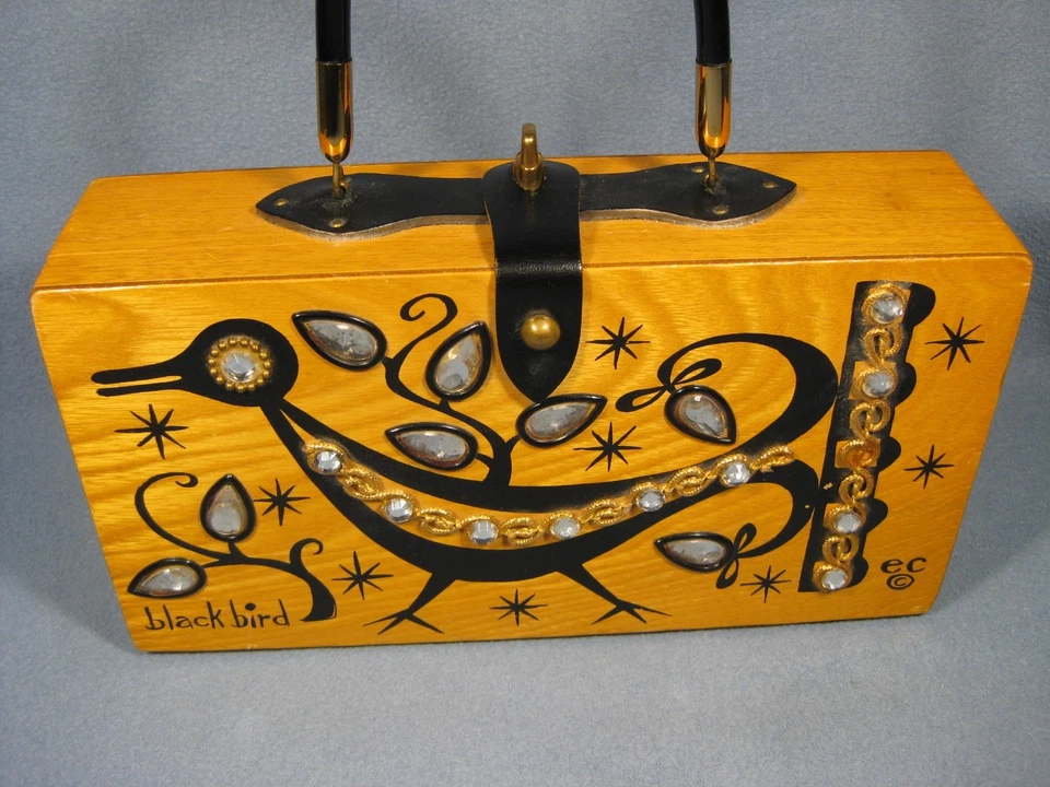 Bolso de colección Enid Collins of Texas 1964 Black Bird Box Foto 2 de 4
