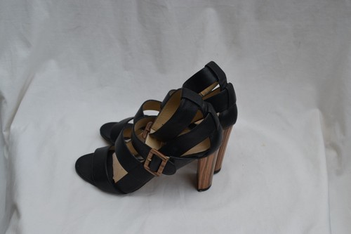 JIMMY CHOO AUTH $999 Women's Black Leather Maya Sandals Size 36 - Picture 6 of 9