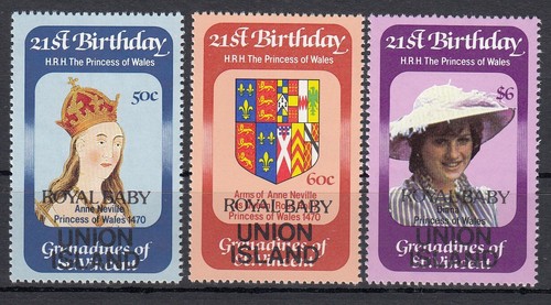 Princess Diana 21st ROYAL BABY Union Is OVERPRINT St Vincent MNH 1982 (144630)
