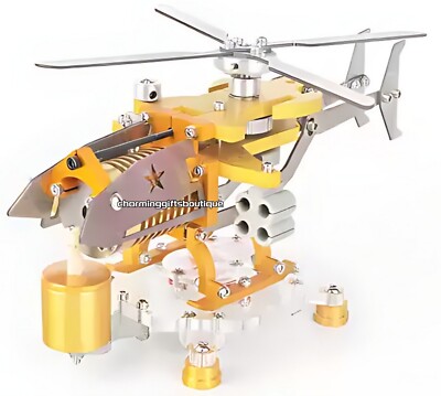 DIY Armed Helicopter Stirling Motor Engine Model Generator Kit Educational Gifts
