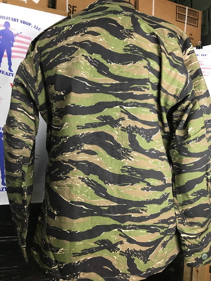 Asian Tiger Stripe Camo BDU Shirt Tactical Military Uniform 4-Pocket Coat Jacket - Image 4 of 4