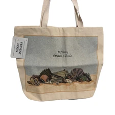 Infinity Destin Florida Canvas Seashells Cotton Tote Bag Reusable Shopper NWT