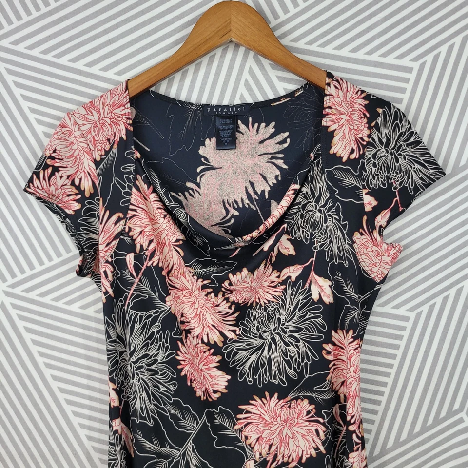 Vestido sin mangas de fiesta vintage de los 90 mediano debajo de la rodilla elástico drapeado negro grunge alt Foto 3 de 4