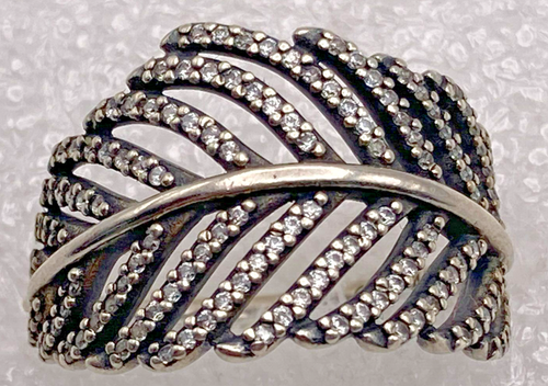 Authentic Pandora Sterling Silver Light As A Feather Ring Size 52 US Size 6 - Picture 7 of 9