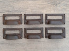 6pcs vintage cast iron numbered cabinet drawer door screen bin pull cup handle