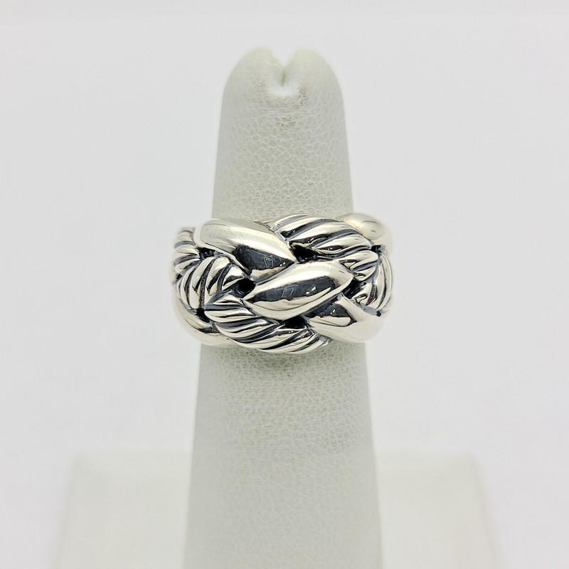 David Yurman Wide Woven Ring Sterling Silver 925 Size 6
