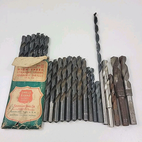 Posten 21 Vintage Bohrer mit geradem Schaft verschiedene Größen