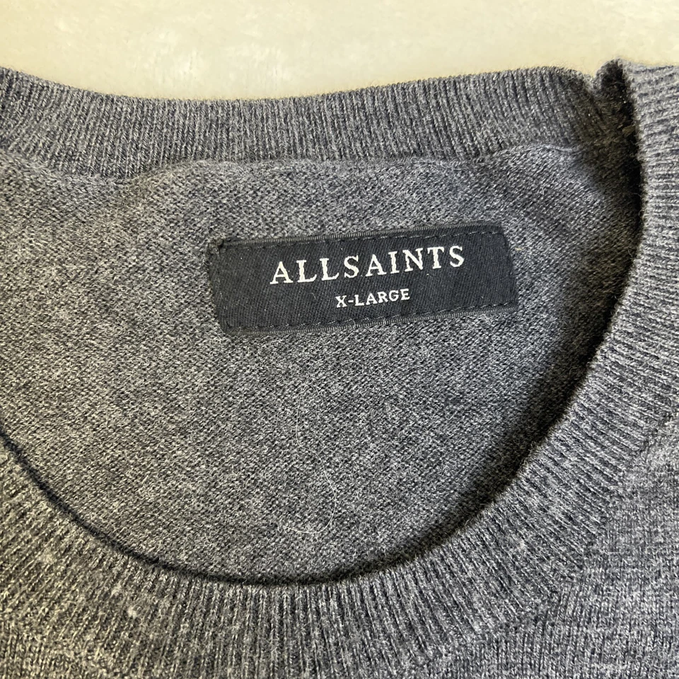 AllSaints Kansen Crew Neck Sweater Charcoal Wool Blend Long Sleeve Men's Size XL - Image 4 of 4
