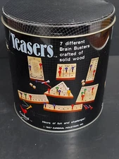 💙 Cardinal TEASERS 7 DIFFERENT BRAND BRAIN BUSTERS WOOD PEG GAMES in Metal Tin