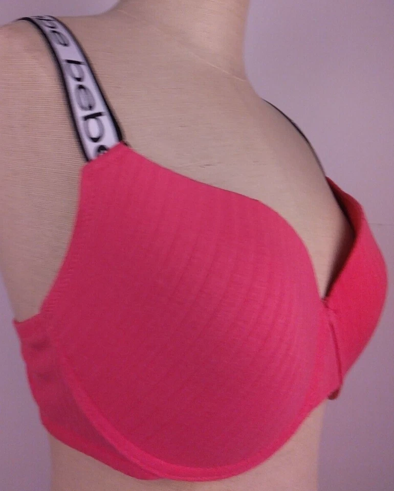 Sujetador con aros Bebe RN 93010 rosa algodón acolchado push up talla 34 DD.         (14) Foto 3 de 4