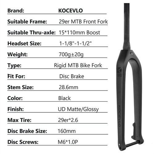 Boost MTB Carbon Fork 27.5 29" Mountain Bike Downhill Disc Brak Front Rigid Fork - Picture 17 of 23
