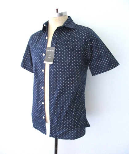 NUEVO CON ETIQUETAS $55 Van Heusen Azul Pequeños Micrófonos Algodón Poli Camisa Sin Pliegue Calce Ajustado S - Imagen 3 de 8
