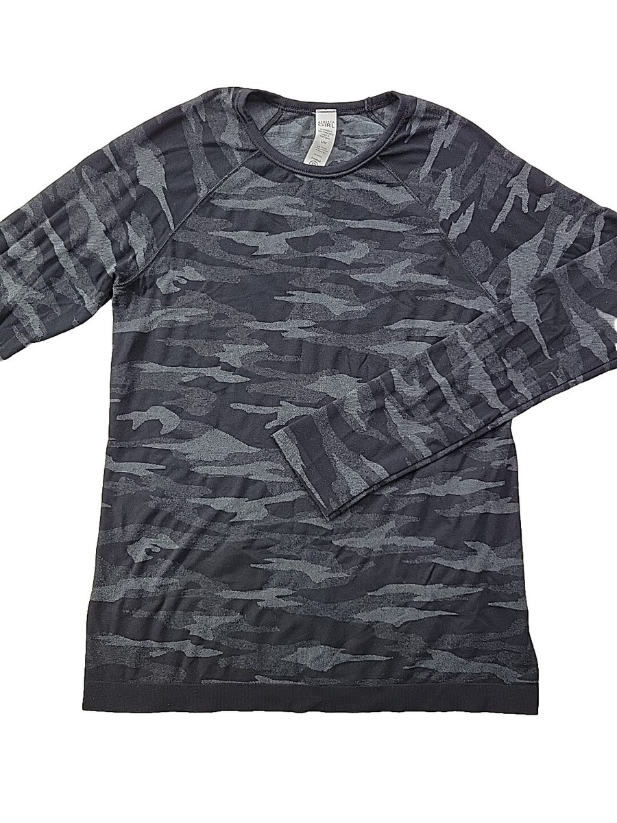Chemise Sport Fille Athleta - Noir Camouflage, Taille L/12, Manches Longues