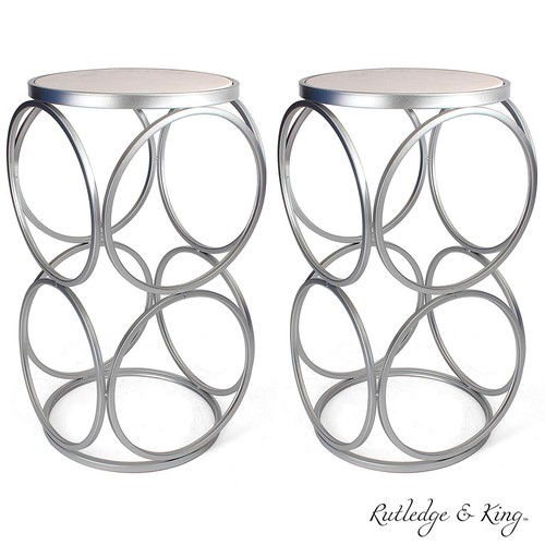 Rutledge & King Round Britton End Table - Metal End Table with Marble Top - Picture 14 of 14