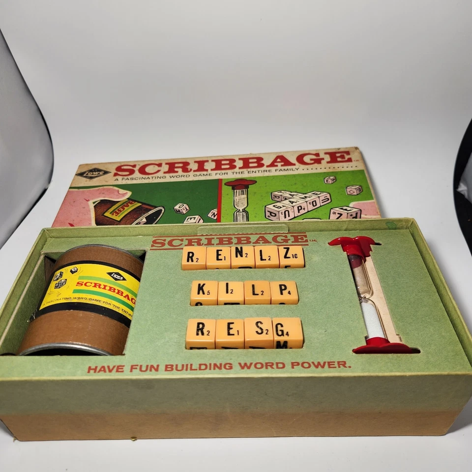 SCRIBBAGE Word Game by E.S.Lowe #954 in orig Box - Bakelite Butterscotch Letters - Image 4 of 4