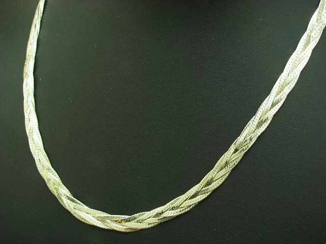 925 Argento Sterling Collier/Collana/Intrecciato/Dreistrahlig / 45,5 CM - Immagine 2 di 3