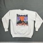 Vintage Kilauea Hawaii Volcano Graphic Crewneck Large White Unisex Double Sided