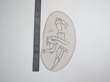 vtg 1960s 1970s Tattoo Flash acetate stencil Dagger and Snake Head signed KN3/4