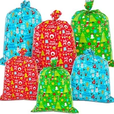 Paquete de 6 bolsas de plástico para regalo de Navidad de gran tamaño