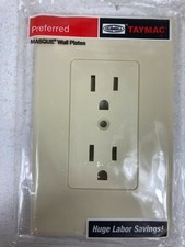 Taymac Decorator Wall Plate Ivory Colored Duplex Wall Outlet Cover HUBBELL 2500I