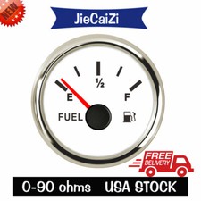 52mm White Gas Fuel Level Gauge 0-90 Ohms For Car Truck Marine Red Led Usa Stock