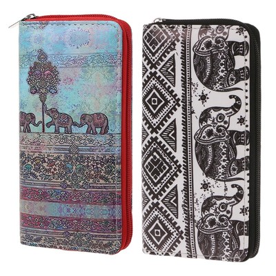 Women Long Wallet Holder Lady Purse Handbag Elephant Bag