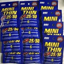 Mini Thin 25/50 Energy Weight Loss Caffeine 12 6ct Packs - 72  Pills FREE SHIP