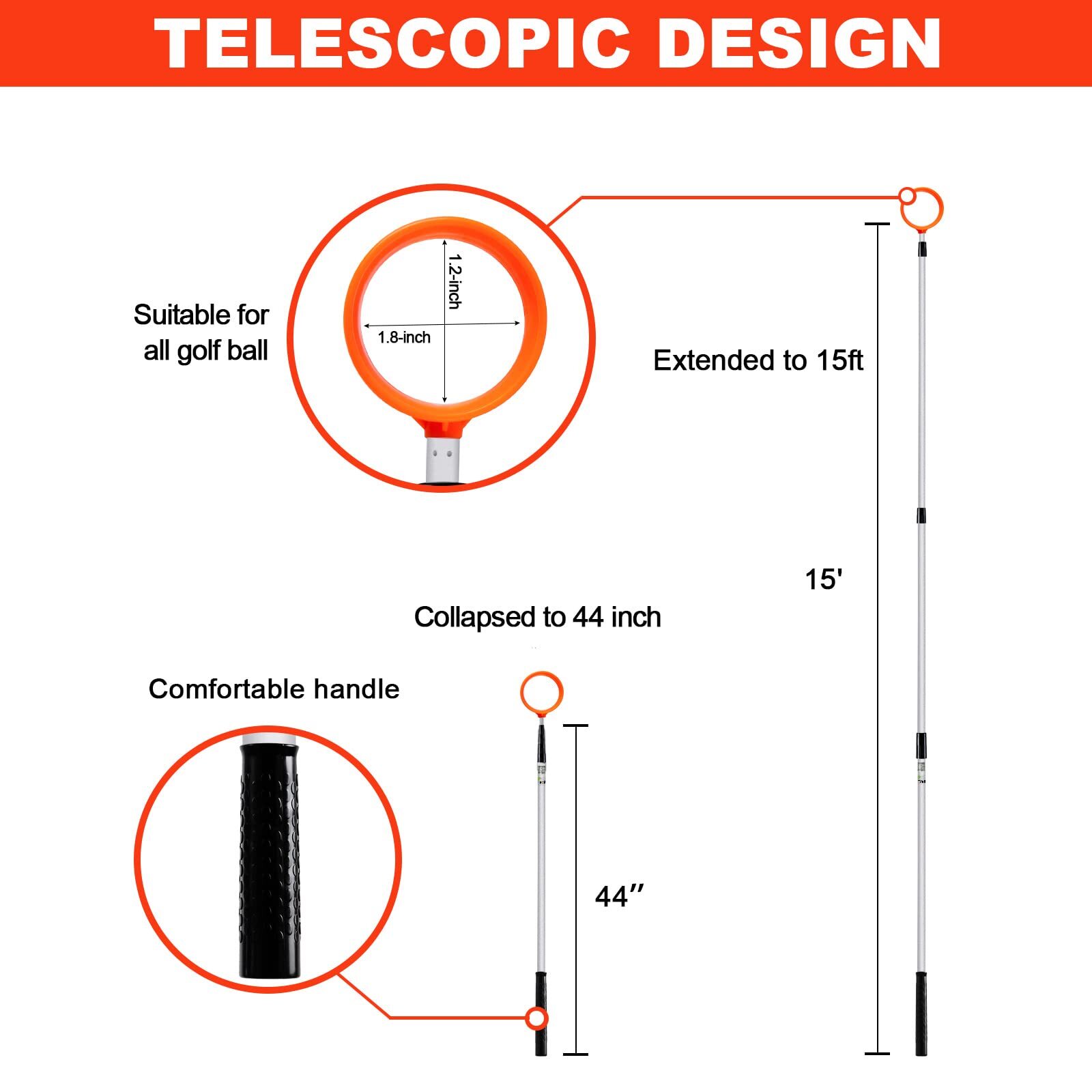 ToVii Golf Ball Retriever, Ball Retriever Tool Golf Retriever