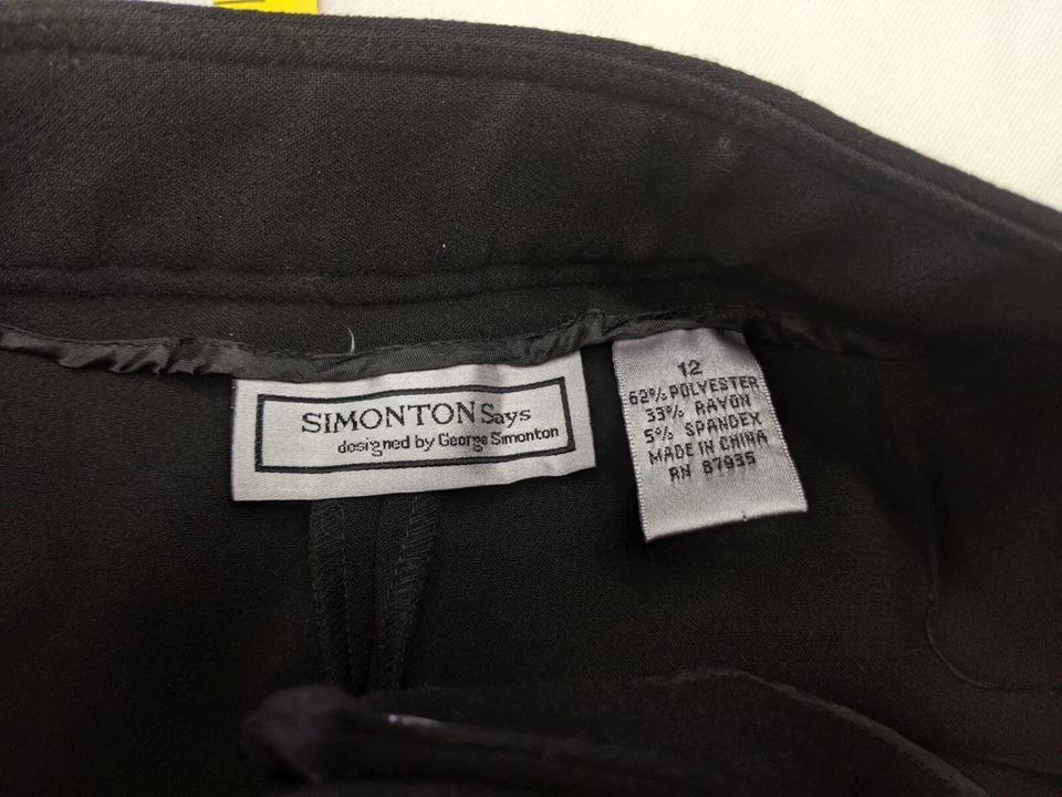 Pantalones de vestir informales negros cintura elástica para mujer Simonton Says George Simonton 12 Foto 3 de 4