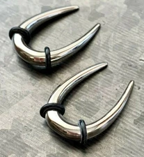 PAIR Surgical Steel Extended Buffalo Tapers Ear  Gauge Expand - Only 14g Left