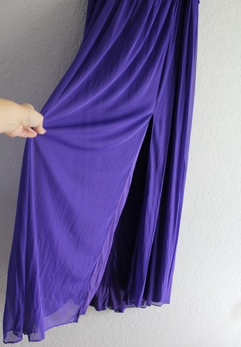 Vestido de novia David's largo de un hombro de encaje talla 18 Regency púrpura elegante elegante con clase - Imagen 3 de 14