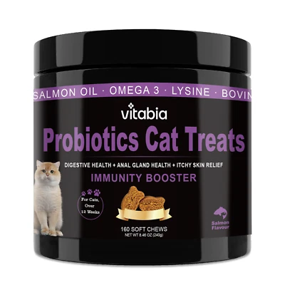 VITABIA Premium Cat Probiotic Treats for Digestion, Allergy Relief & Diarrhea Remedy