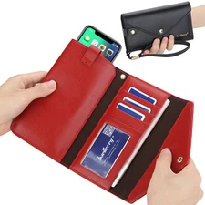 Leather Card Wallet Envelope Style Credit Card Holder Cute Cash Wallet for Women