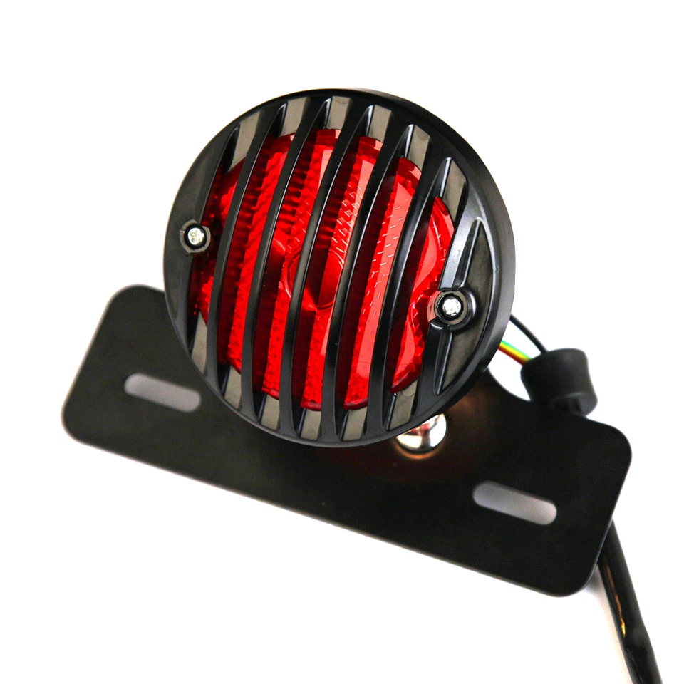 Luz trasera de freno + matrícula metálica roja y ámbar para Honda CX GL CB CM 500 Foto 2 de 4