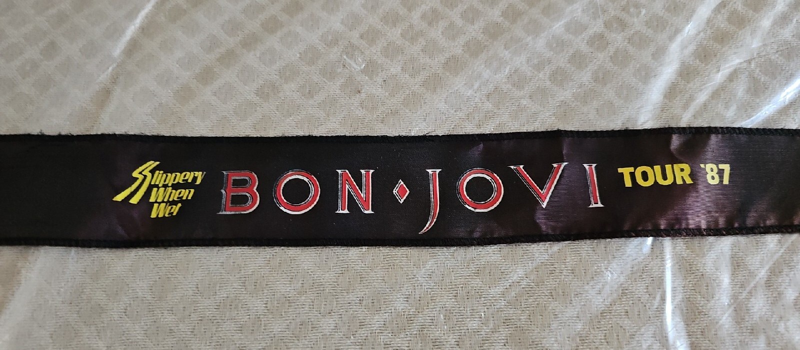 Vintage Bon Jovi Headband Concert Headband / Bandana, 1987 Slippery