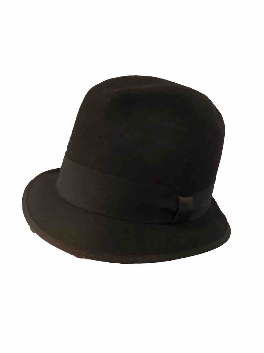 J. Crew S/M Italian 100% Wool Wide Brim Black Fedora Hat Ribbon Bow Band Classic J.CREW Fedora Black Hats for Women for sale | eBay main image 2