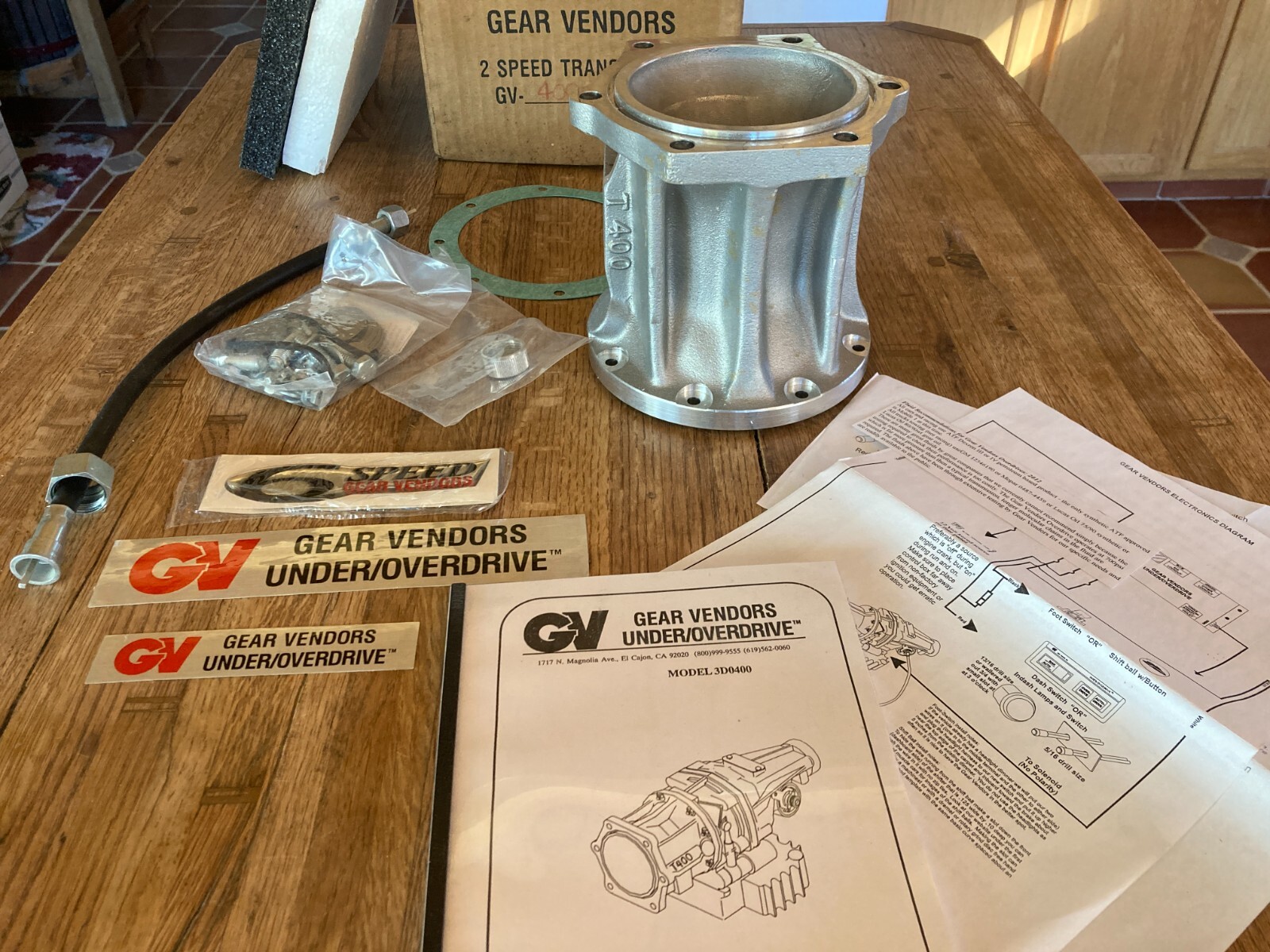 TH400 Gear Vendors 6" tail shaft housing adapter Turbo 400 to overdrive