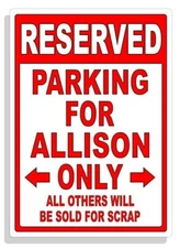 Personalized Parking Sign Wall Decal Metal Sign No Parking Customized Allison