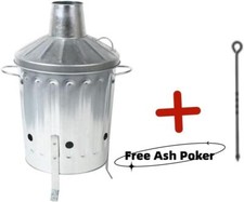 15L GALVANISED INCINERATOR FIRE BIN GARDEN RUBBISH BURNER + POKER